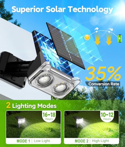 LETMY Solar Lights Outdoor Waterproof IP65, 4 Pack Solar Spot Lights Outdoor With 14 Big LEDs, 2-in-1 Wall Lights & 2 Modes Solar Powered Landscape Spotlights for Garage Pathway Yard Decor Garden Gift - size: 4 PACK