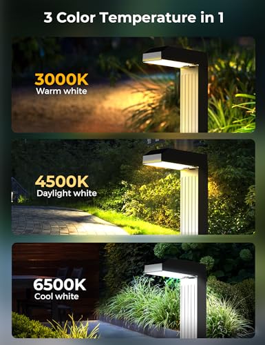 COXSENI Solar Pathway Lights Outdoor 6 Pack, 3 Color in 1 Bright Landscape Lighting with Cool/Warm/Daylight White Modes, Auto On/Off, IP65 Waterproof for Yard Garden Patio Walkway Sidewalk Lawn Decor - size: 6Pack