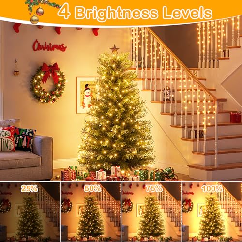Decute 500LED 164FT Christmas Tree String Lights Green Wire Dimmable with Remote Control, UL Listed Plug in Fairy Starry Lights Decorative for Christmas Tree Party Wedding Indoor Outdoor Warm White - color: GN Warm White, size: 500LED