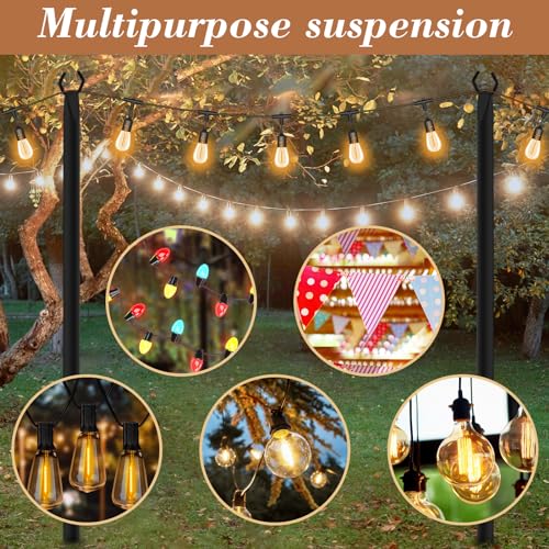 NUERPO 7 Pack String Light Poles,Metal Poles for Hanging Outdoor Light Strings,7 Pack 10 FT Light Poles Stand for Outside Garden,Patio,Wedding,Backyard,Deck,Party - size: 7 Pack 10 FT Light Poles