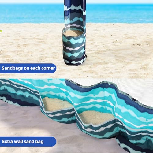 Jihfmo Beach Cabana, 6.2'×6.2' Beach Canopy with Side Wall, UPF 50+ UV Protection Easy Setup Tent Sun Shelter with Sand Pockets for Whole Family (Green Stripes) - color: Green Stripes