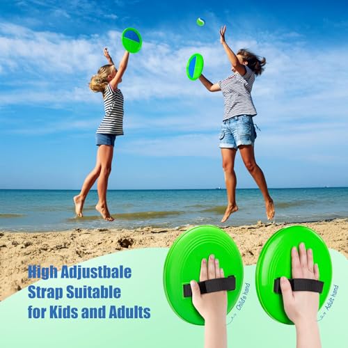 PlayZap Toss and Catch Ball Set - Outdoor Toys for Family Games - Outside Yard Pool Beach Flyball Game for 3 4 5 6 7 8+ Years Old Boys Girls - Classic Birthday Gift for Kids Youth Adults - color: Green 4 Paddles 4 Balls