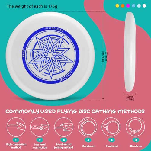 Outdoor Flying Disc 175g,Adult Sport Disc Set for Competitive and Pro Players,Flying Disc Set Includes 1 Glow in The Dark Flying Disc for Beach Pool Game, Camping and Backyard - color: White yellow