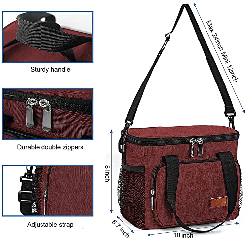 Femuar Lunch Bags for Women/Men, Insulated Lunch Bag for Work Office Picnic - Lunch Cooler Bag Leakproof Lunch Box with Adjustable Shoulder Strap - Red - color: 5-Red, size: Medium Size