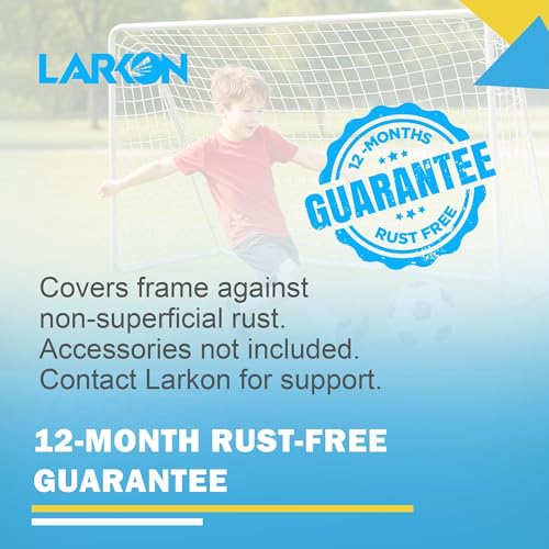 Soccer Goal 12×6 – Larkon – Backyard, Training and Tournament Size – Durable Rust-Free Guarantee Steel Frame for Kids and Adults – with Net, Cones, Storage Bag, Stakes and Easy Assembly