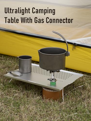 WildCall Mini Solo Folding Table with Gas Connector Ultralight Compact with Carry Bag for Backpacking, Camping, Hiking, Beach - color: Silver+connectors