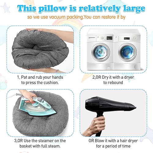 Fumete 8 Pcs 16 Inch Round Floor Cushions for Kids and Toddlers, Flexible Seating Classroom Furniture Floor Pillow for Home, Daycare, Preschool, Yoga and Meditation (Gray) - color: Gray