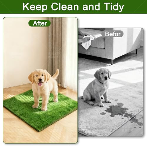Washable Artificial Grass Pads for Dogs, 2-Pack 18x23 Inch Reusable Turf Mats, Realistic Grass for Indoor Puppy Potty Training. - size: 2PCS | 18*23