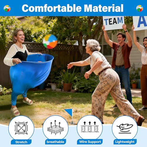 Granny Pants Yard Game for Adults (40 in * 31.5 in),2Pcs Granny Pants Outdoor Games with 10 Bouncy Balls,2 Pumps & Flags, Granny Pants Game for Family Carnival Party Reunion Gathering(Large) - size: Large