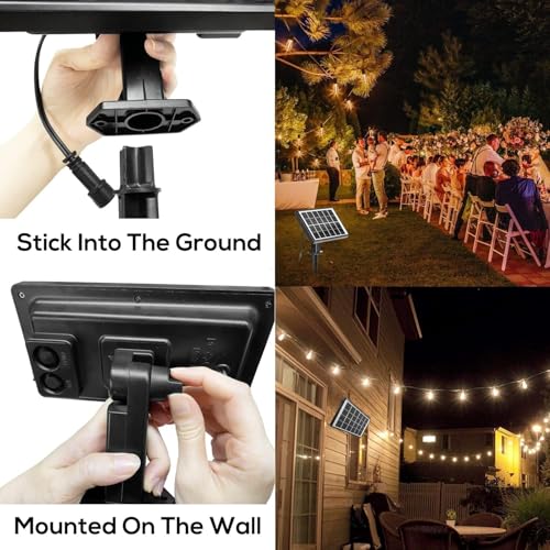 SUNTHIN 50ft Solar String Lights, USB Rechargeable Solar Outdoor Lights with 24 Waterproof & Shatterproof G40 LED Bulbs for Patio, Porch, Garden, Deck, Bistro, Cafe, Camping - size: 50 Feet