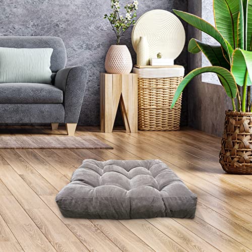 LANITI 24” Inch Extra Large Floor Cushions Tufted Floor Pillow for Adults Square Meditation Ultimate Comfort Oversized Pillows for Floor Cushion (Navy) - color: Navy