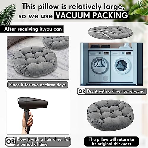 Jerify Floor Pillow Cushions Large Round Square Large Meditation Floor Pillow for Classroom Adult Meditation Picnic Party Seating Learning Daycare School(Round,Dark Grey,4 Pcs) - color: Dark Gray, size: Round