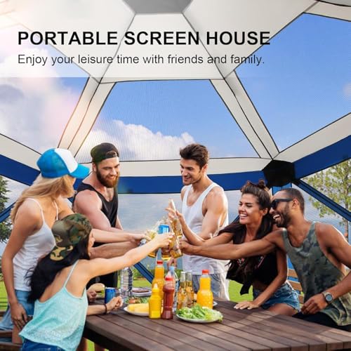 COBIZI 12x12 FT Pop Up Canopy Stargazing Tent, Gazebos On Clearance with Removable Roof, Screened in Gazebo, Screen Tents Portable carpas para Patio for Outdoor Camping,Backyard, Garden, Blue(Pro) - color: Blue, size: 12x12ft Stargazing Gazebo with 5 side