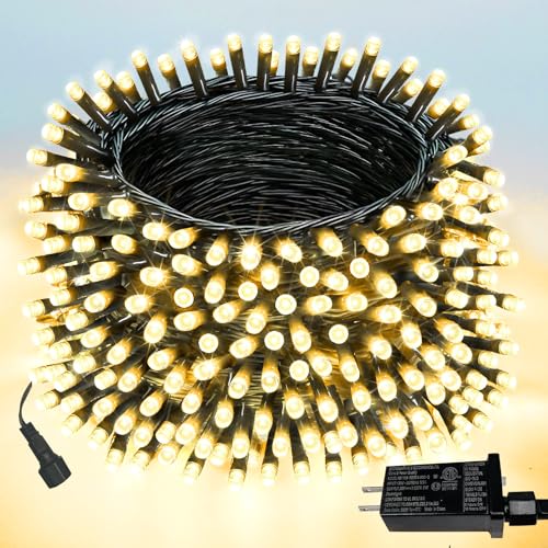 Upgraded 75.8 FT 200 LED Christmas String Lights Outdoor/Indoor, Timer & Memory Function & 8 Modes, Extendable Green Wire Waterproof Fairy String Lights for Xmas Tree Holiday Party Garden (Warm White) - color: Warm White, size: 200LED