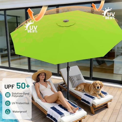 AreShark 10 FT Outdoor Patio Umbrella, Patio Table Umbrella with Push Button Tilt and Crank, Outdoor Patio Umbrellas with 8 Fiberglass Ribs, Patio Umbrellas for Market, Garden, Pool (Apple Green) - color: Apple Green