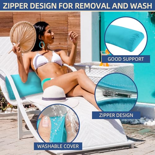Headrest Pillow for Patio Chaise Lounge, 2 Packs Head Pillow with Elastic Band for Zero Gravity Lounge Chair, Head Neck Rest Pillow Lumbar Pillow, Blue - color: Blue