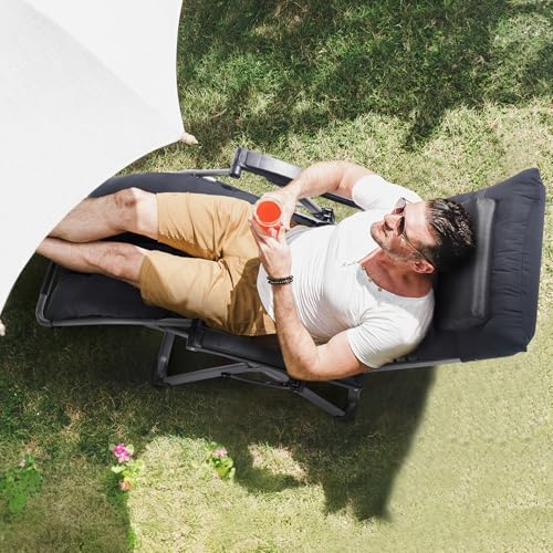 VEVOR Zero Gravity Chair, 26 inch Zero Gravity Recliner Lounge Chair for Indoor and Outdoor, Adjustable Anti Gravity Chair with Cushion, Headrest, Footrest, and Cupholder, 500 lbs, Black - color: Black, size: 26 Inch