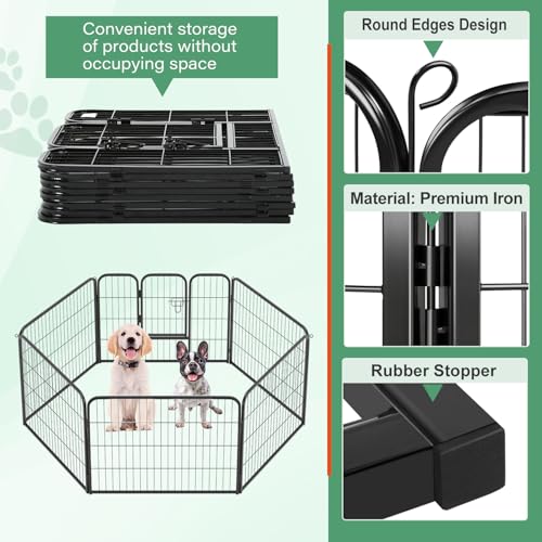 FDW Dog Playpen Dog Pen Dog Kennel 6 Panels 24 Inch Height Indoor Outdoor Folding Metal Portable Puppy Exercise Pen Heavy Duty Dog Fence for Yard Camping,Black - style: 6 Panels