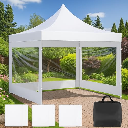 SmoothNovelty 3 Pcs Clear Canopy Sidewalls with Black Storage Bag Window Sidewall for 10 x 10 Inch Tent Waterproof Shade Wall, Sunwalls Only, Canopy Tent Not Included, No Zipper(White) - color: white