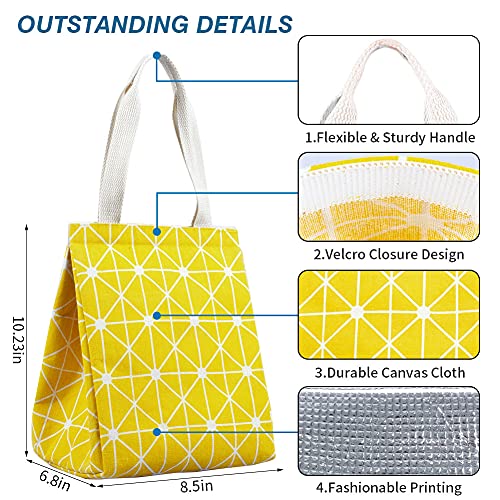 iknoe Insulated Lunch Bag for Women & Adults, 9L Foldable Wide-Open Cooler Bag with Pockets, Leakproof & Portable, for Picnic, Office, Beach(Yellow) - color: Yellow, size: Velcro Closure