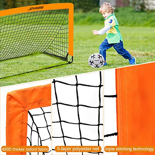 Pro-Grade Kids Backyard Soccer Goal, Tear-Resistant 5-Layer Polyester Soccer Net & 10mm Poles for Maximum Durability, 4x3ft/6x4ft/7x5ft, Pop Up Portable Soccer Training Equipment Set with Size 4 Ball - size: 4 ft x 3ft, style: Orang