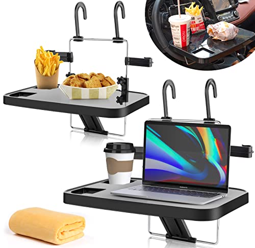Foldable Car Seat Back Portable Tray for Food Dining Drink and Laptop, Hanging Car Steering Wheel Tray (2 Pack) - size: Standard - 2 Pack