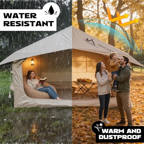 SENLEETO Inflatable Tents for Camping, Large Inflatable Camping Tent with Hand Pump, Easy Setup Tents for 4-6 People, Portable Glamping Tent - size: Ultimate-118 inch*98.4 inch*82..6 inch/6-8 People