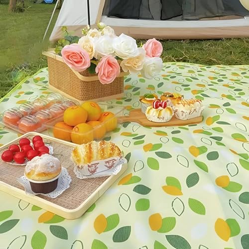 80" x 120" Sandproof Waterproof Picnic Blanket, Beach Mat for Outdoor Camping Hiking Park, Portable with Tote Bag, Non-Stick Sand & Grass, Foldable for Indoor Outdoor Use (Green Leaf)