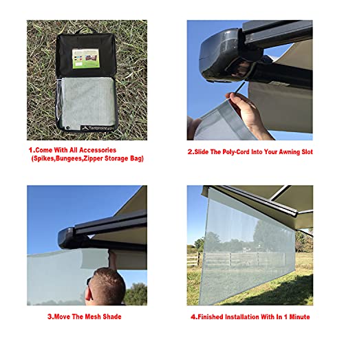 Tentproinc RV Awning Sun Shade Screen 7' X 14' 3'' (Fit for 15' Awning) Mesh Sunshade for RV Awning Sunscreen Camper Trailer Motorhome Awning Screenshade Block UV Glare - 3 Year Warranty (Gray) - color: Gray, size: 7' x 14'3'' -Actual Measurement