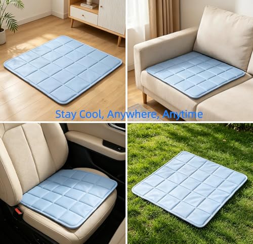ZeQi Gel-Filled Cooling Mats for Cats Dogs Pets, Water-Proof Surface, Summer Dog Cool Mat, Cooling Cat Bed, Cool Mat, Ice Mat, Seat Cushion for Summer 17''x17'' (Small, Solid) - size: Medium