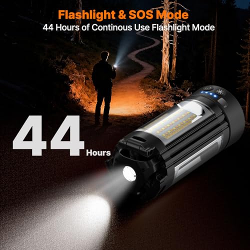 OGERY Camping Lights with Remote, 18000mAh Rechargeable Camping Lantern & LED Work Light, Detachable Tripod Stand up to 6.7 ft, 3 Lamp Heads for Camping Essentials & Emergency, Black - color: Black
