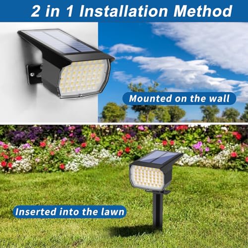 WENATY Solar Spot Lights Outdoor Waterproof IP65, 12 Pack Landscape Spotlights with 46 LEDs, 3 Modes Auto On/Off Solar Powered Flood Lights for Outside Pathway, Yard, Garden, Walkway (Warm White) - color: Warm White, size: 12 Pack