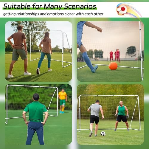 Liliful 12 x 6/10 x 6.5 ft Soccer Goal for Backyard Portable Soccer Net and Steel Weatherproof Frame Folding Goals with 6 Ground Stakes for Adults Youth Outdoor Training Competition - size: 12 X 6 Ft