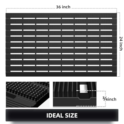 MATALL Waterproof Outdoor Door Mat - 36x24 Inches Non-Slip Drainage Large Door Floor Mat for Indoor Home Pool Entry Garage（ Upgrade Interlocking Mat） - color: Black, size: 2' x 3' (Rectangular)
