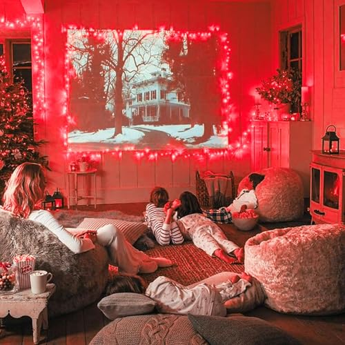 JMEXSUSS 600 LED Red Christmas Lights Outdoor, Red String Twinkle Fairy Lights Indoor Plug in, Valentines Day Lights Clear Wire for Tree Party Christmas Graduation Party Decorations - color: Red, size: 600 LED