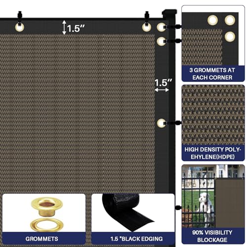 Windscreen4less 4' x 2' Privacy Fence Screen Heavy Duty Windscreen Fencing Mesh Fabric Shade Net Cover with Brass Grommtes for Outdoor Wall Garden Yard Pool Deck Brown - color: Brown, size: 4' x 2'