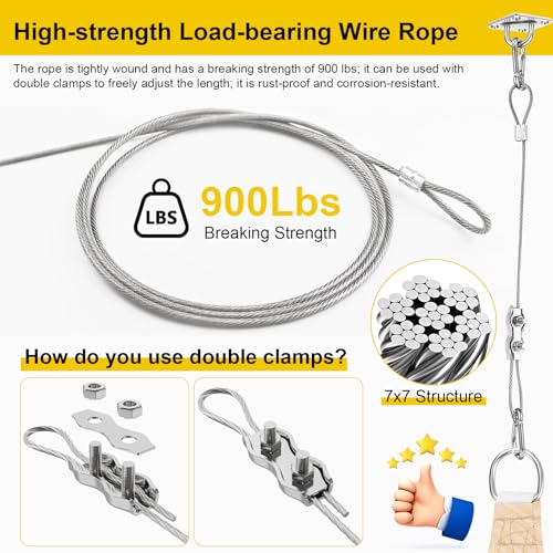 HYASIA Shade Sail Hardware Kit with Wire Ropes, 304 Stainless Steel Heavy-Duty Rustproof Turnbuckles, Hardware for Triangle Rectangle Square Sun Shade Sails, Ideal for Patios Gardens Lawns Outdoor - color: Silver, size: M6-56pcs