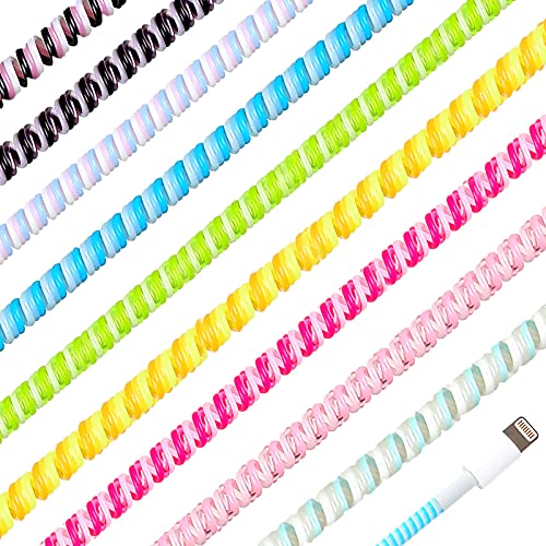 Frienda 10 Pcs Spiral Cord Protector Chargers Protector Pets No Chew Data Cable Protective Sleeve Headphone Charger Saver USB Cable Cover Wire Repair for Phone USB (Vivid Colors) - color: Vivid Colors