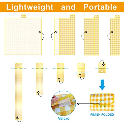 ZHUYNXIR Extra Large Picnic Blanket, 87x87 inch Waterproof Picnic Blanket, Gingham Picnic Mat for Beach, Camping Grass Picnic Blankets. - color: Yellow