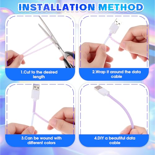 Frienda 10 Pcs Spiral Cord Protector Chargers Protector Pets No Chew Data Cable Protective Sleeve Headphone Charger Saver USB Cable Cover Wire Repair for Phone USB (Pearlescent Color) - color: Pearlescent Color