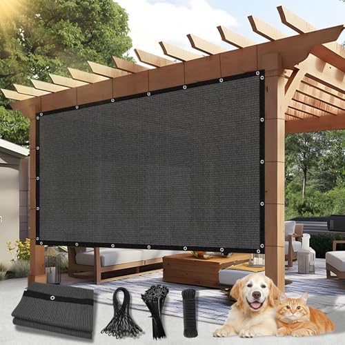 84-90% Sun Shade Cloth with Grommets, 6 X 8 FT Mesh Tarp Pergola Shade Cover UV Resistant Privacy Screen for Outdoor Patio, Garden, Carport, Swimming Pool, Kennel, Dark Grey - color: Dark Grey, size: 0 6 X 0 8 FT