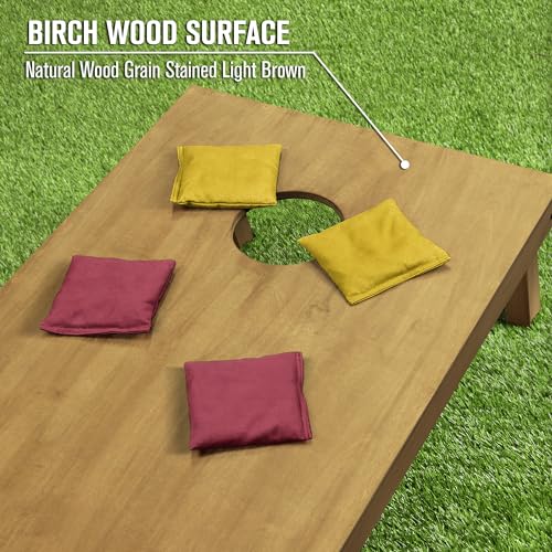 GoSports 4 ft x 2 ft Regulation Size Wooden Cornhole Boards Set with Light Brown Finish - Includes Carrying Case and Bean Bags - color: Burgundy & Gold, size: 4 ft x 2 ft