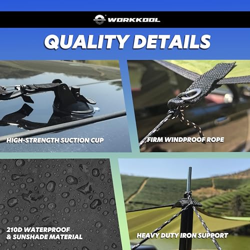Awning Tarp for Camping,Tailgate Awnings & Shelters for Sun Shade and Waterproof, Outdoor Rear&Side Vehicle Awning Shelter for Van, MPV, Campers(10 * 6.56ft,Black) - color: BLACK