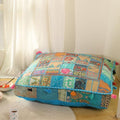 THE ART BOX 35" X 35" Large Boxed Shaped Premium Hypoallergenic Square Stuffer Best for Meditation Floor Pillow Cover, Mandala Ottoman Cushion, Dog Beds, Lounger, Pet Beds - color: Turquoise