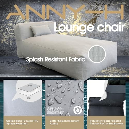Dineli Modern ANNY-H Lounge Chair Outdoor Bed Lounger Outdoor Couch Sofa Comfy Patio Furniture Dense Foam Pool Loungers Lazy Sofa for Outside, Water-Resistant Sunbed (Light Gray, 70'' Length) - color: Light Gray, 70'' Length