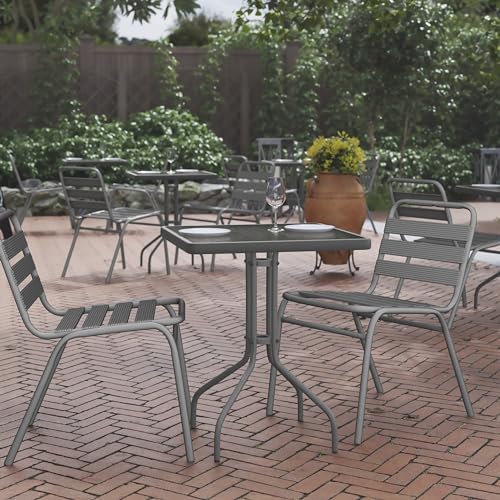 Flash Furniture Barker 23.5'' Square Tempered Glass Metal Table, Silver - color: Clear Top/Silver Frame, size: 23.5" Square
