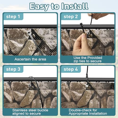 Shade&Beyond Customized 4FT X 25FT Privacy Fence Screen 450 GSM PVC Printed Privacy Fence with Zip Ties for Courtyards, Pools, Balconies-Stone - color: Stone pattern, size: 0 4' x 2 5'