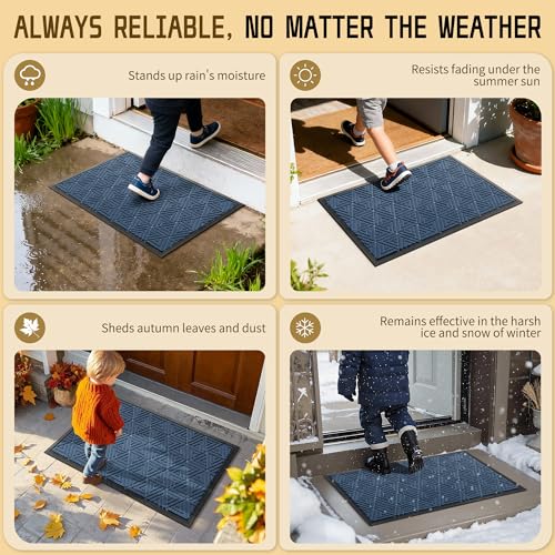 Yimobra Large Door Mat 47x24, All-Weather Waterproof Non-Slip Welcome Matt Outdoor, Heavy Duty Non Slip Doormat for Entryway for Patio and Garage Indoor, Easy Clean, Blue - color: Blue, size: 47x24 Inch