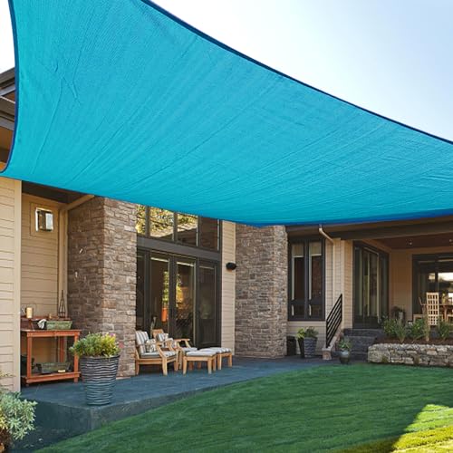 LOVE STORY 6.5/8/10/12/16/20 FT Rectangle Turquoise Blue Sun Shade Sail Canopy UV Block for Outdoor Patio Garden Backyard, 6.5' x 10' Turquoise Blue - color: Turquoise Blue, size: 0 6.5' x 1 0'