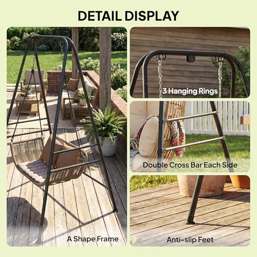 Outsunny Hammock Chair Stand, Free Standing Heavy Duty Hanging Swing Chair with Anti-Slip Foot Pads, 2 Carabiners, for Relaxation, Indoor and Outdoor Use, Black - color: Black